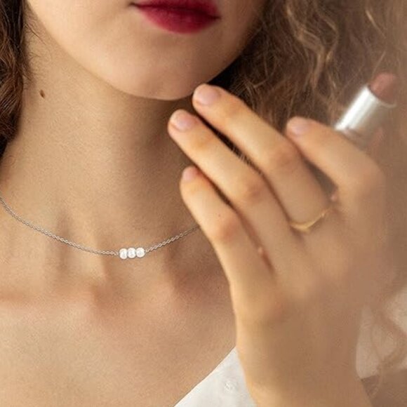 Neiman Marcus Silver Plated Pearl Choker Necklace - Picture 1 of 4